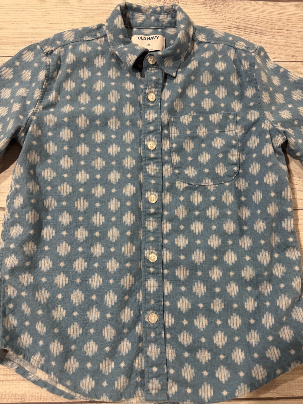 Old Navy Boys Blue Printed Button-Down Shirt